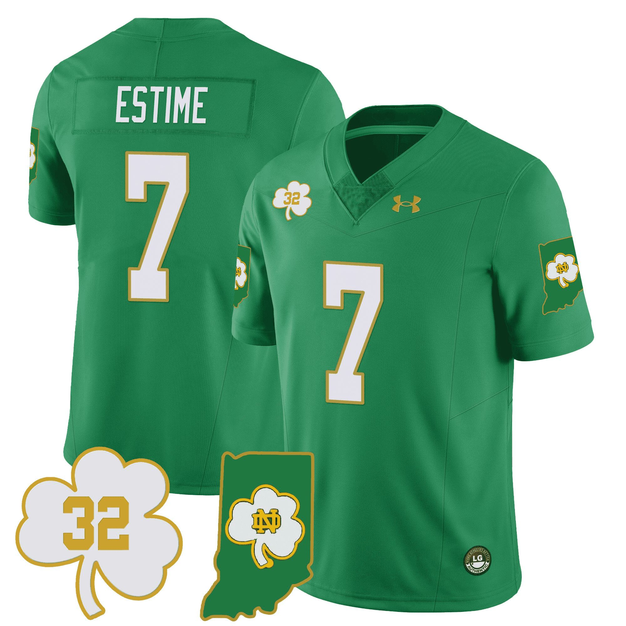 Men Notre Dame Fighting Irish #7 Estime Green 2024 Vapor Limited NCAA Jersey